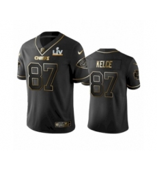 Men's Kansas City Chiefs #87 Travis Kelce Black Golden Super Bowl LV Jersey
