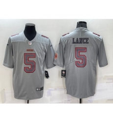 Men's San Francisco 49ers #5 Trey Lance LOGO Grey Atmosphere Fashion Vapor Untouchable Stitched Limited Jersey