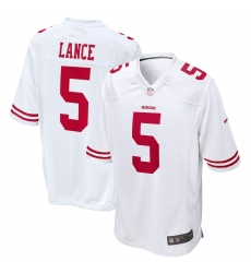 Men's San Francisco 49ers #5 Trey Lance White Nike Scarlet Player Game Jersey