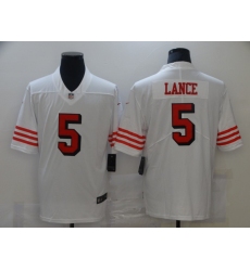 Men's San Francisco 49ers #5 Trey Lance White Nike Scarlet Player Limited Jersey