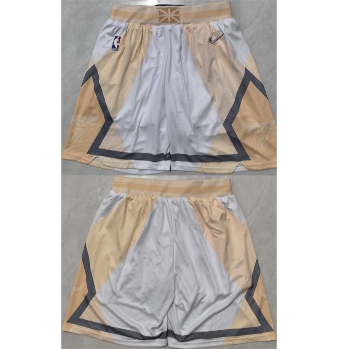Men's Chicago Bulls White City Edition Grey Shorts (Run Small)