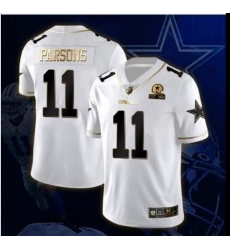 Men's Dallas Cowboys #11 Micah Parsons White Golden Edition With 1960 Patch Limited Stitched Jersey