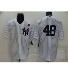 Men's New York Yankees #48 Anthony Rizzo White No Name Stitched Rose Nike Cool Base Throwback Jersey