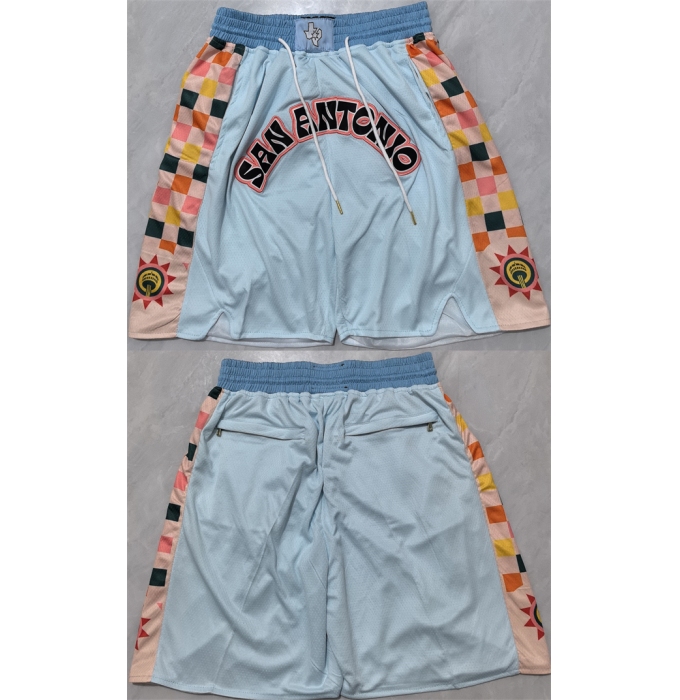 Men's San Antonio Spurs Light Blue City Edition Shorts (Run Small)