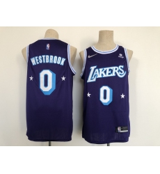 Men's Los Angeles Lakers #0 Russell Westbrook Nike Purple 2021-22 Swingman City Jersey