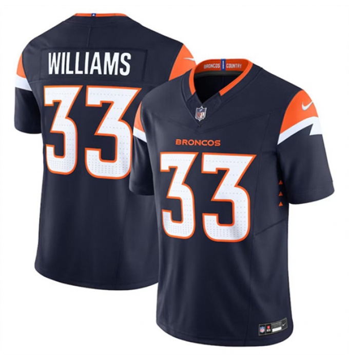 Men's Denver Broncos #33 Javonte Williams Navy 2024 F.U.S.E. Alternate Vapor Limited Football Stitched Jersey