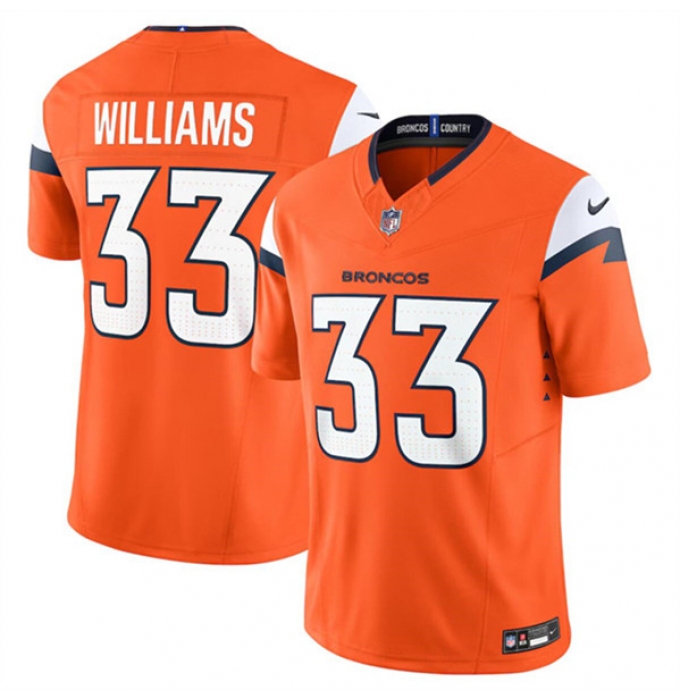 Men's Denver Broncos #33 Javonte Williams Orange 2024 F.U.S.E. Alternate Vapor Limited Football Stitched Jersey