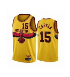 Men's Atlanta Hawks #15 Clint Capela 2021-2022 Yellow City Edition Stitched Basketball Jersey