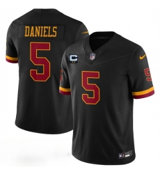 Men's Washington Commanders #5 Jayden Daniels Black With 2-Star C F.U.S.E. Hail Raiser Alternate Vapor Limited Football Stitched Jersey