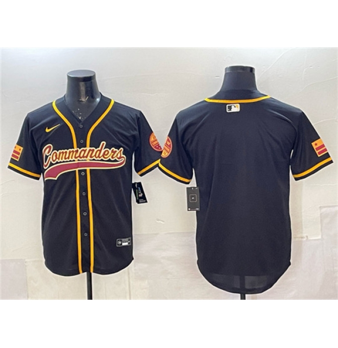 Men's Washington Commanders Blank Black Limited Stitched Baseball Jersey