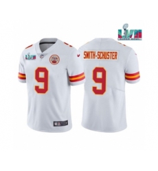Men's Kansas City Chiefs #9 JuJu Smith-Schuster White Super Bowl LVII Patch Vapor Untouchable Limited Stitched Jersey