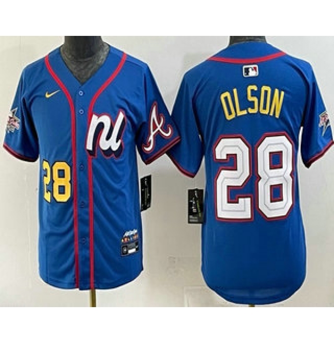 Youth Atlanta Braves #28 Matt Olson Number Blue 2025 All Star Limited Stitched Jersey