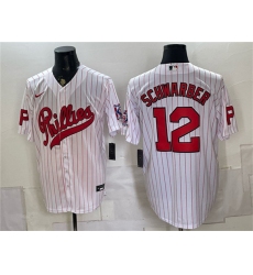 Mens Philadelphia Phillies #12 Kyle Schwarber White 2026 Field of Dreams Stadium Stitched Baseball Jersey