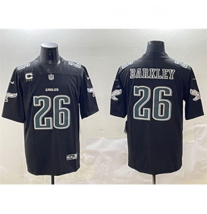 Men's Philadelphia Eagles #26 Saquon Barkley Black Fashion With 3 Star C Vapor Untouchable Limited Stitched Football Jersey