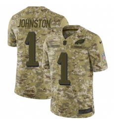 Youth Nike Philadelphia Eagles #1 Cameron Johnston Limited Camo 2018 Salute to Service NFL Jersey