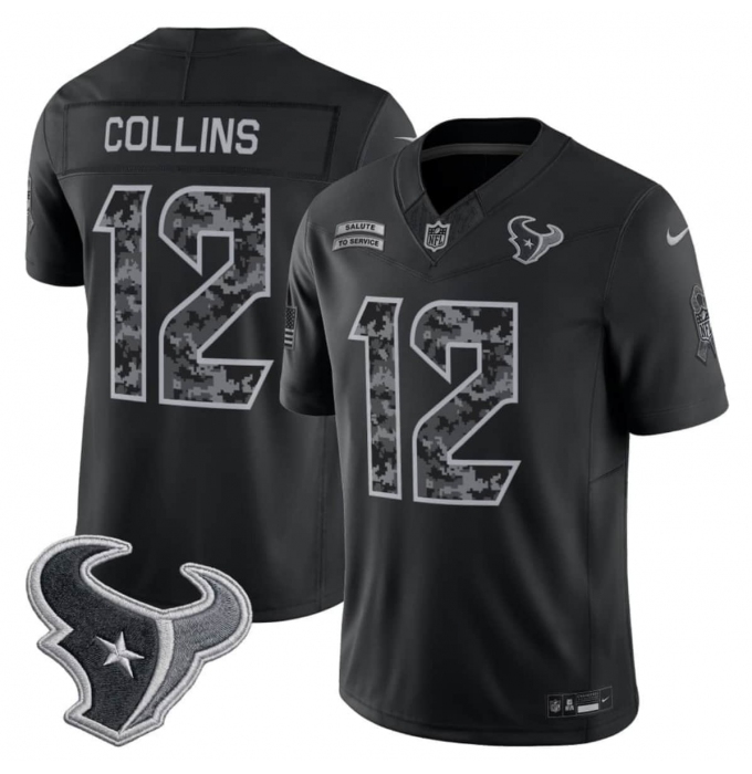 Men's Houston Texans #12 Nico Collins Black F.U.S.E. 2026 Salute to Service Limited Football Stitched Jersey
