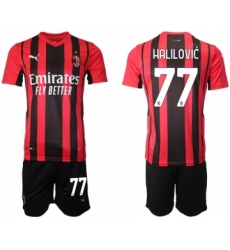 Men 2021-2022 Club AC Milan home red 77 Soccer Jersey