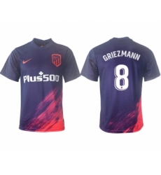 Men 2021-2022 Club Atletico Madrid away aaa version purple 8 Soccer Jersey