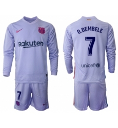 Men 2021-2022 Club Barcelona Second away purple Long Sleeve 7 Soccer Jerseys