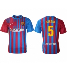 Men 2021-2022 Club Barcelona home aaa version red 5 Nike Soccer Jersey