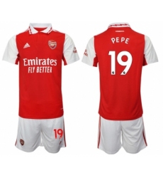 Men's Arsenal F.C #19 Nicolas Pépé 2023 Red Home Soccer Jersey Suit