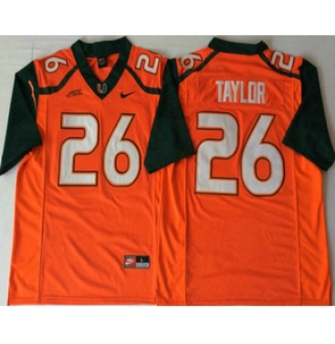 Men's Miami Hurricanes #26 Sean Taylor Orange Stitched NCAA Nike College Football Jersey