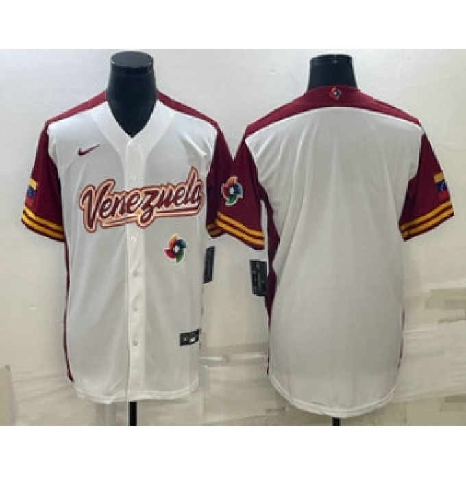Men's Venezuela Baseball Blank 2023 White World Classic Stitched Jersey