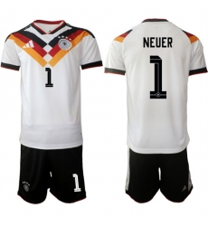 Men's Germany #1 NEUER National Team FIFA x World Cup 2026 Home White On Field Jersey