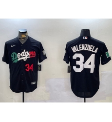 Mens Los Angeles Dodgers #34 Toro Valenzuela Black Mexico 2024 World Series Cool Base Stitched Baseball Jersey