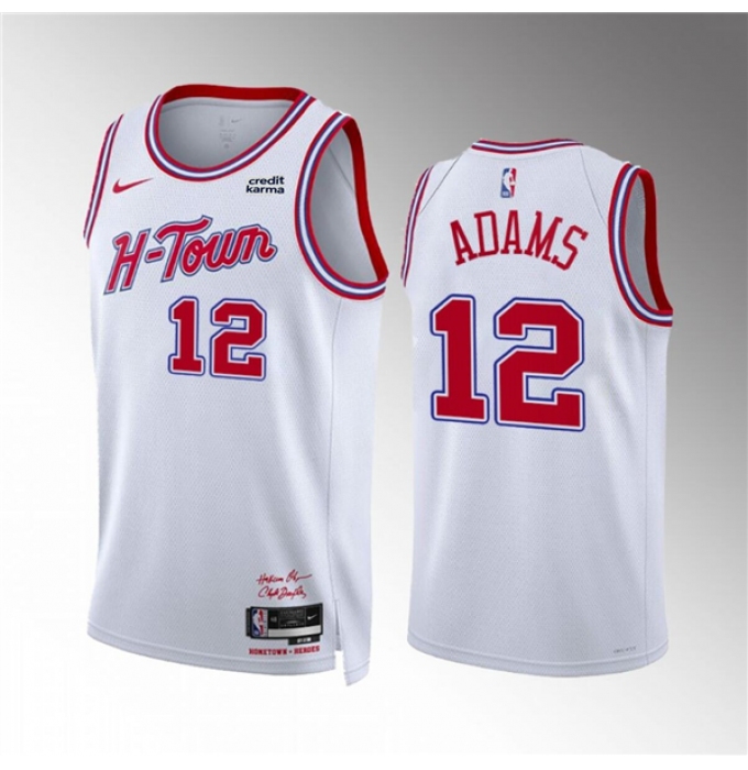 Men's Houston Rockets #12 Steven Adams White 2023-24 City Edition Stitched Jersey