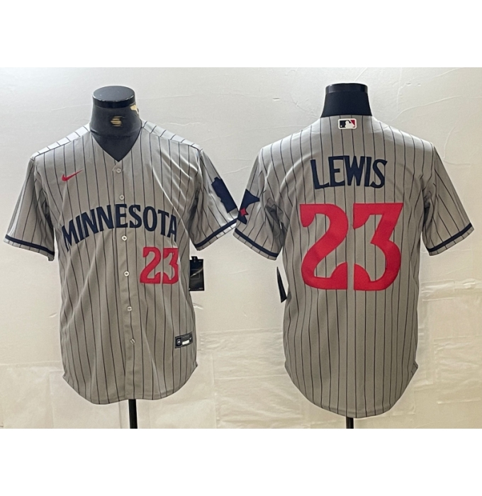 Men's Minnesota Twins #23 Royce Lewis Number 2023 Grey Home Team Cool Base Stitched Jerseys