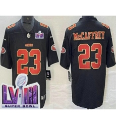 Men's San Francisco 49ers #23 Christian McCaffrey Limited Black Fashion LVIII Super Bowl Vapor Jersey