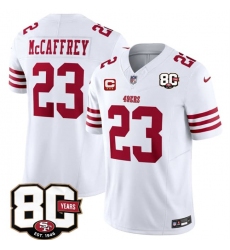 Men's San Francisco 49ers #23 Christian McCaffrey White 2026 F.U.S.E. With 80th Anniversary & 3-Star C Vapor Untouchable Limited Football Stitched Jersey