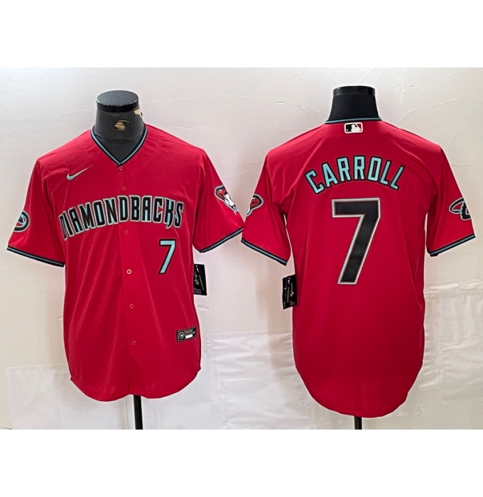Men's Arizona Diamondbacks #7 Corbin Carroll Red 2024 Cool Base Stitched Baseball Jersey
