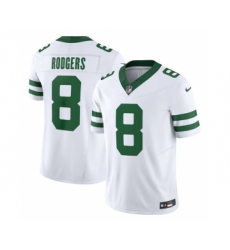 Men's Nike New York Jets #8 Aaron Rodgers White 2023 F.U.S.E. Vapor Limited Throwback Stitched Football Jersey
