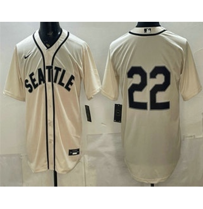 Men's Seattle Mariners #22 Bryan Woo Cream Alternate Stitched Jersey