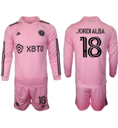 Men's Inter Miami CF #18 Jordialba 2023-24 Pink Home Soccer Jersey Suit