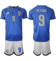 Men's Italy #9 Mateo Retegui 2025-26 Blue Home Soccer Jersey Suit
