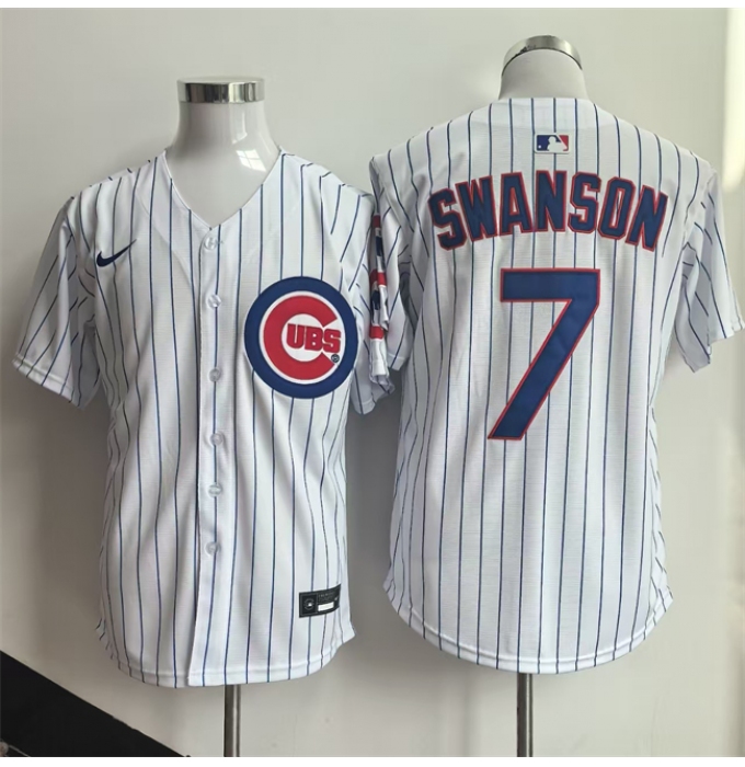Men's Chicago Cubs #7 Dansby Swanson White Home Limited Stitched Baseball Jersey