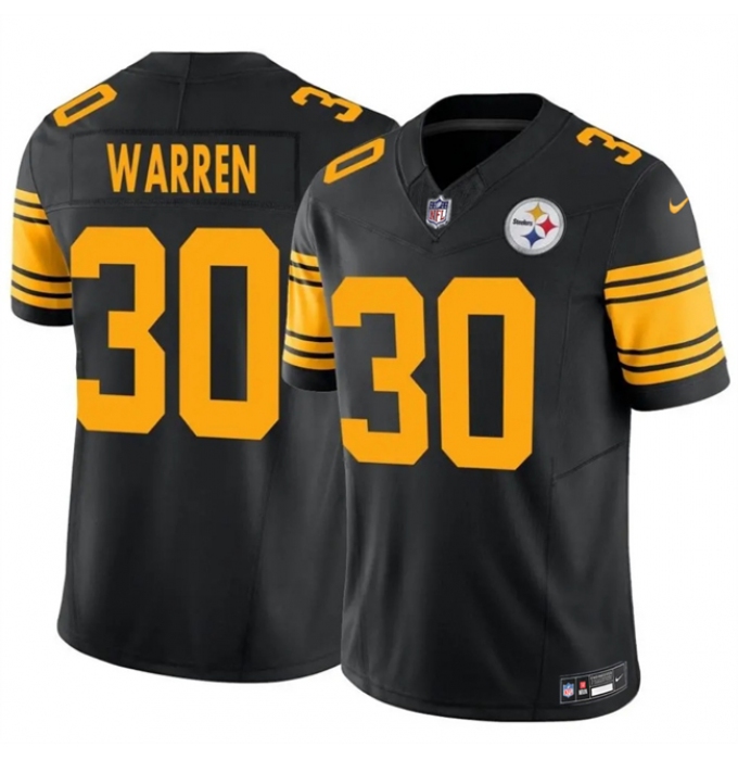 Men's Pittsburgh Steelers #30 Jaylen Warren Black 2025 F.U.S.E. Color Rush Vapor Untouchable Limited Stitched Jersey