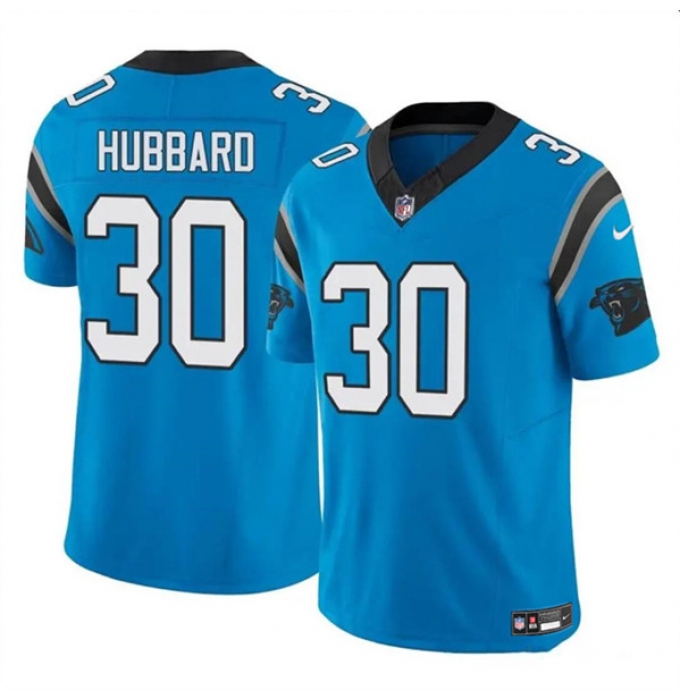Men's Carolina Panthers #30 Chuba Hubbard Blue 2023 F.U.S.E. Vapor Limited Football Stitched Jersey