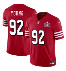 Men's San Francisco 49ers #92 Chase Young New Red 2024 F.U.S.E. Super Bowl LVIII Vapor Untouchable Limited Football Stitched Jersey