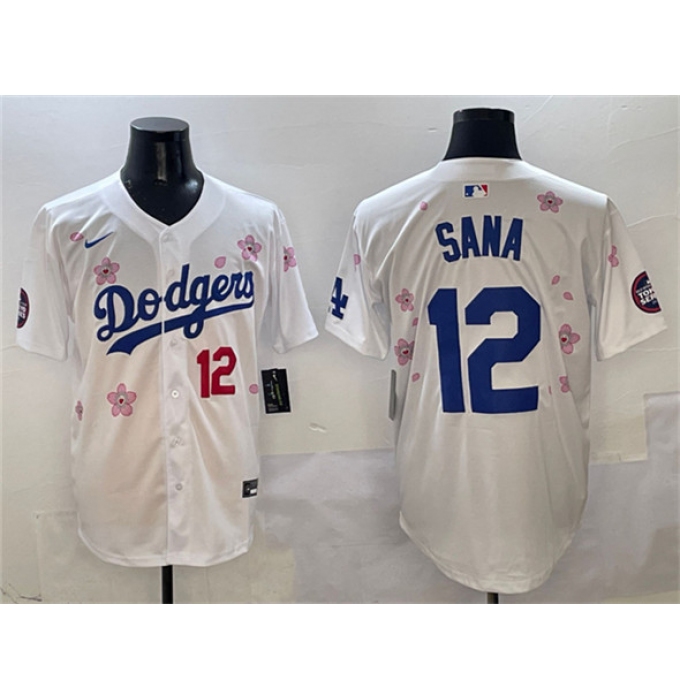 Men's Los Angeles Dodgers #12 Sana White 2025 Tokyo Series Limited Stitched Baseball Jersey
