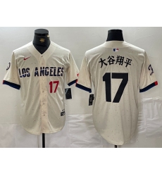 Mens Los Angeles Dodgers #17 大谷翔平 Cream Stitched Baseball Jersey