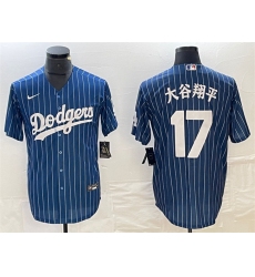 Men's Los Angeles Dodgers #17 大谷翔平 Navy Cool Base With Stitched Baseball Jersey
