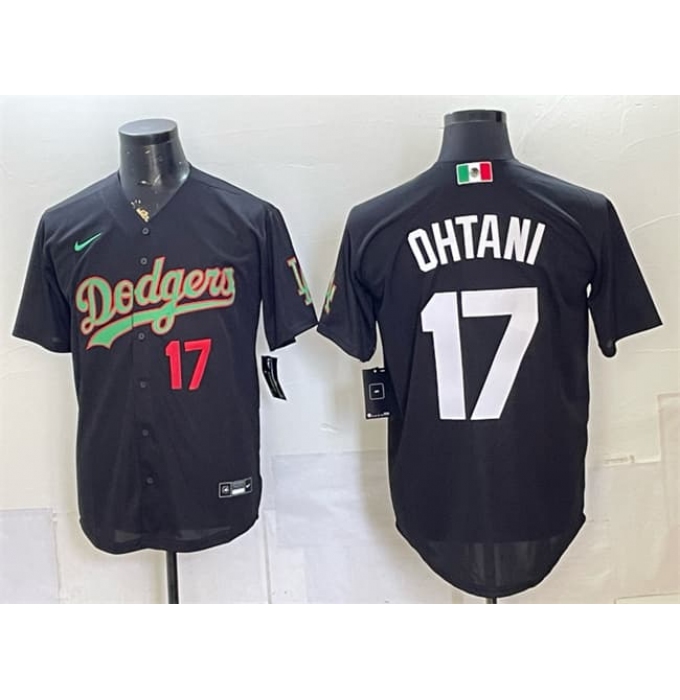 Men's Los Angeles Dodgers #17 Shohei Ohtani Black Mexico Limited Stitched Baseball Jersey