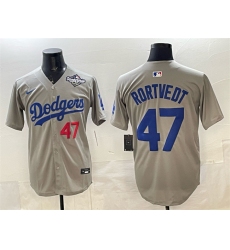 Men's Los Angeles Dodgers #47 Ben Rortvedt Gray 2025 World Series Limited Stitched Baseball Jersey