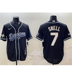 Men's Los Angeles Dodgers #7 Blake Snell Black 2024 World Series Champions Cool Base Stitched Baseball Jersey