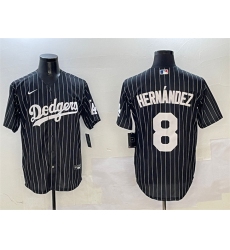 Mens Los Angeles Dodgers #8 Enrique Hernández Black Cool Base Stitched Baseball Jersey