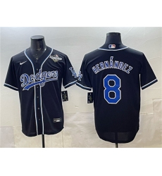 Men's Los Angeles Dodgers #8 Enrique Hernández Black Fashion 2025 World Series Cool Base Stitched Baseball Jersey